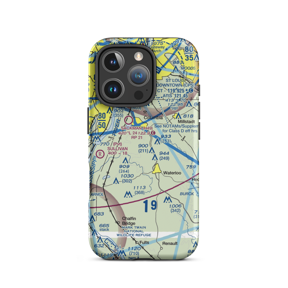 Crook Restricted Landing Area (IL18) VFR Sectional  Tough iPhone Case iPhone 16 Pro model shown