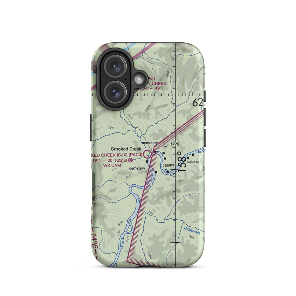 Crooked Creek Airport (CJX) VFR Sectional  Tough iPhone Case iPhone 16 model shown