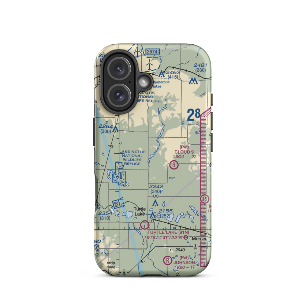 Crooked Lake Airstrip (20ND) VFR Sectional  Tough iPhone Case iPhone 16 model shown