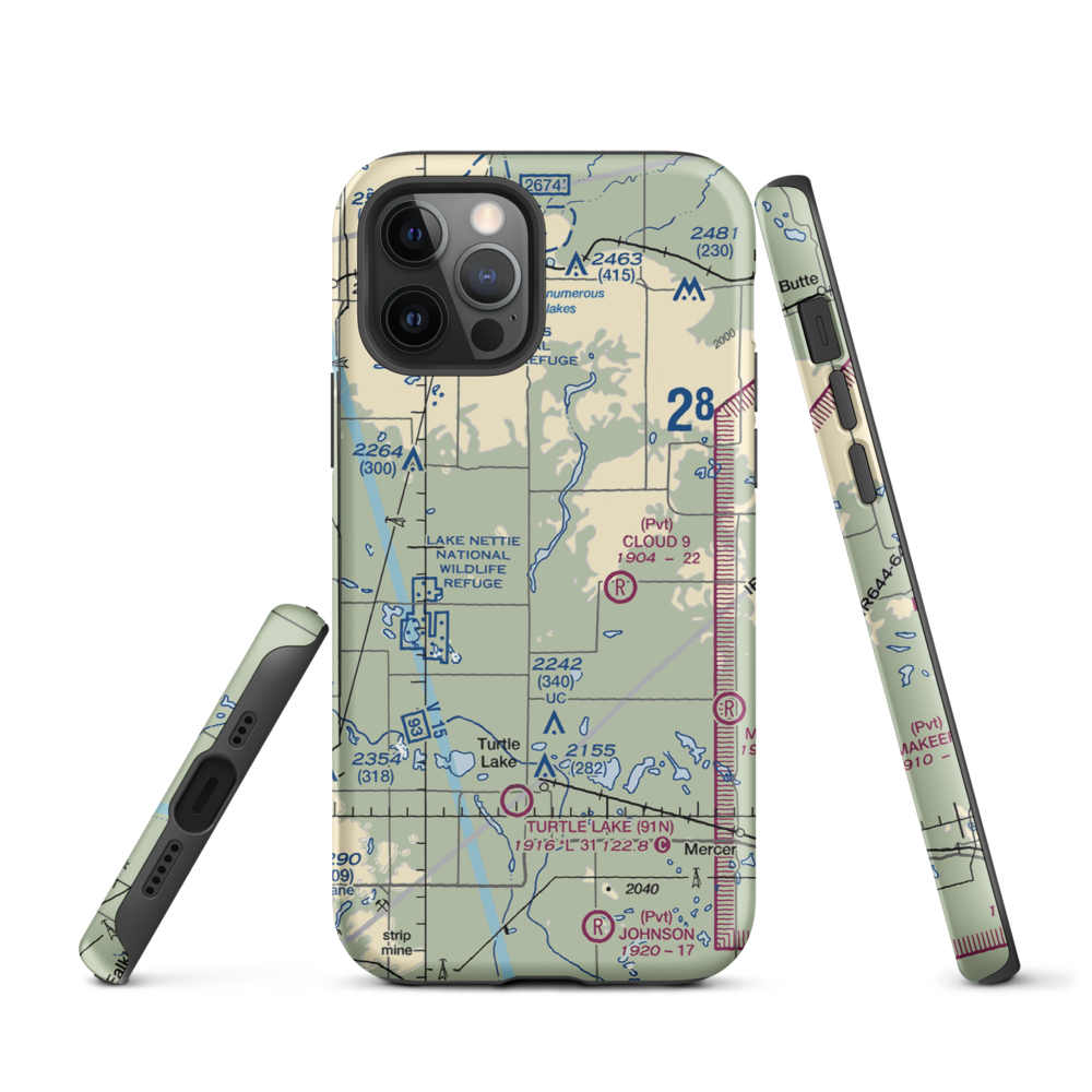 Crooked Lake Airstrip (20ND) VFR Sectional  Tough iPhone Case iPhone 12 Pro model shown