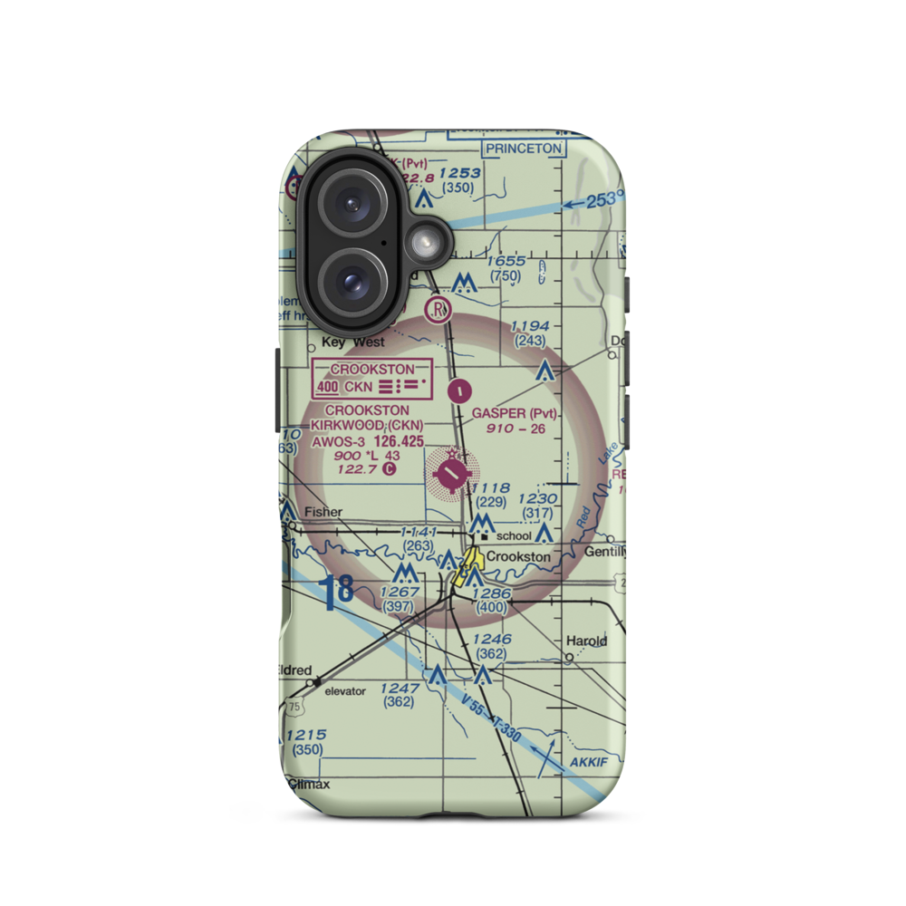 Crookston Municipal Kirkwood Field (CKN) VFR Sectional  Tough iPhone Case iPhone 16 model shown