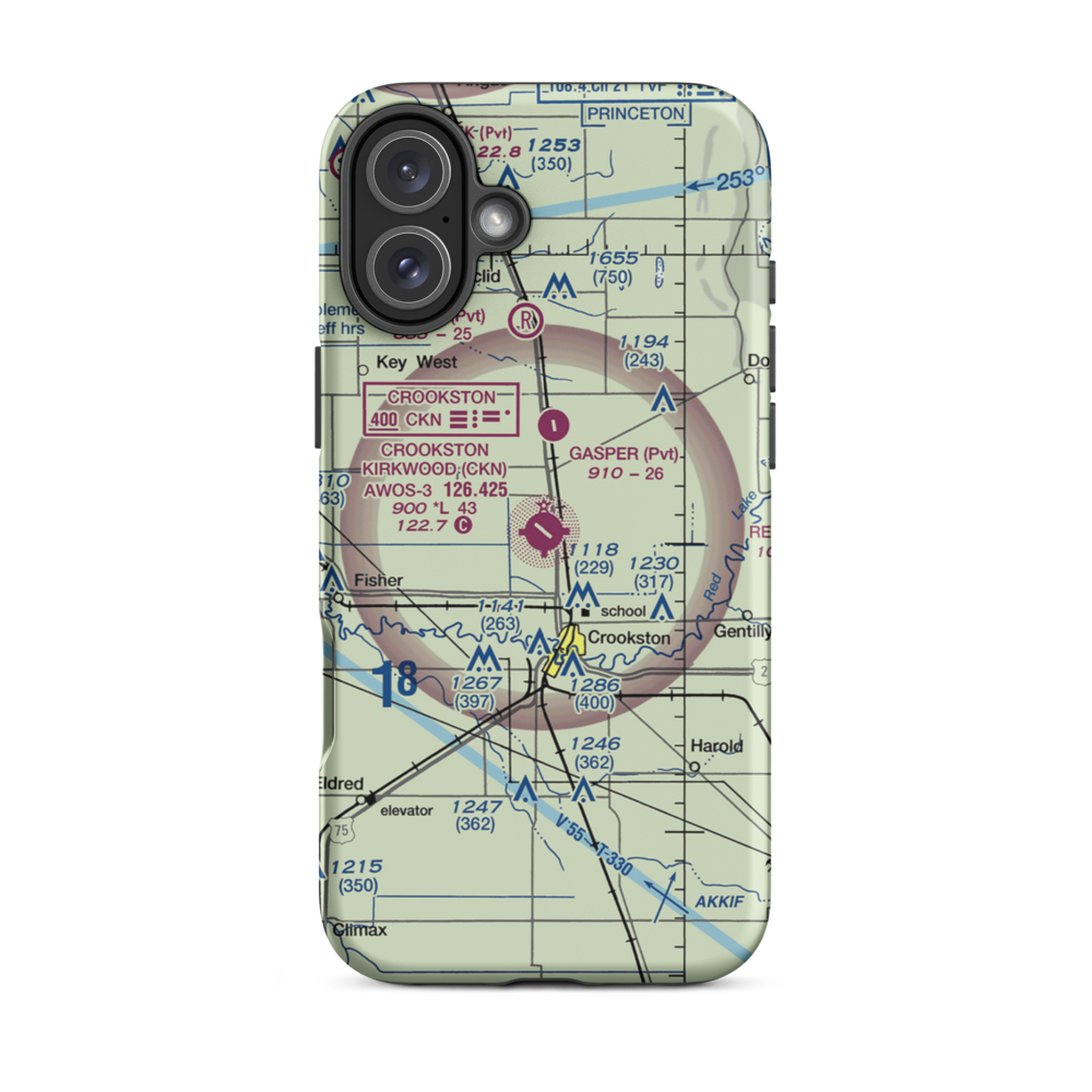 Crookston Municipal Kirkwood Field (CKN) VFR Sectional  Tough iPhone Case iPhone 16 Plus model shown