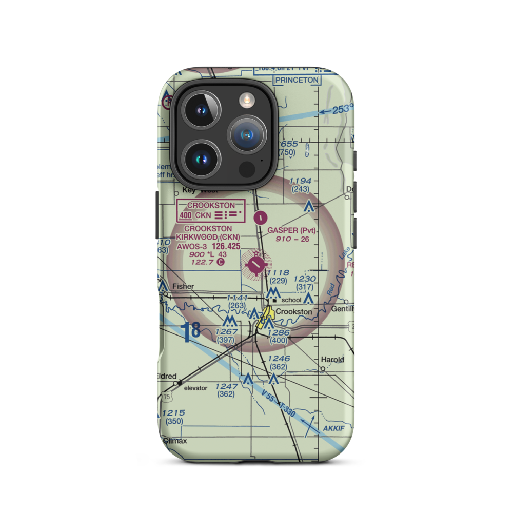 Crookston Municipal Kirkwood Field (CKN) VFR Sectional  Tough iPhone Case iPhone 16 Pro model shown