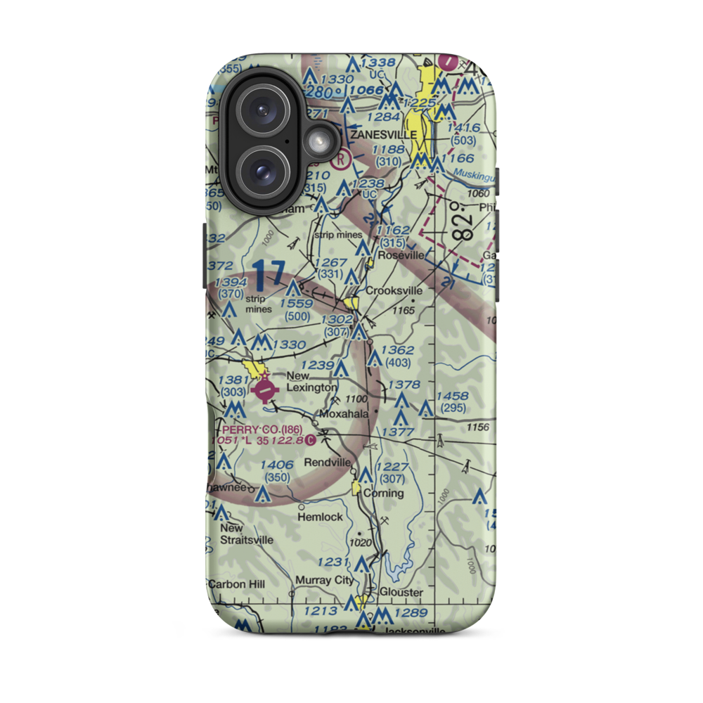 Crooksville Airport (I84) VFR Sectional  Tough iPhone Case iPhone 16 Plus model shown