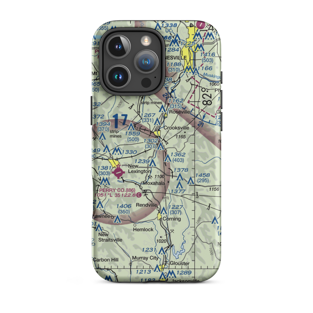 Crooksville Airport (I84) VFR Sectional  Tough iPhone Case iPhone 16 Pro Max model shown