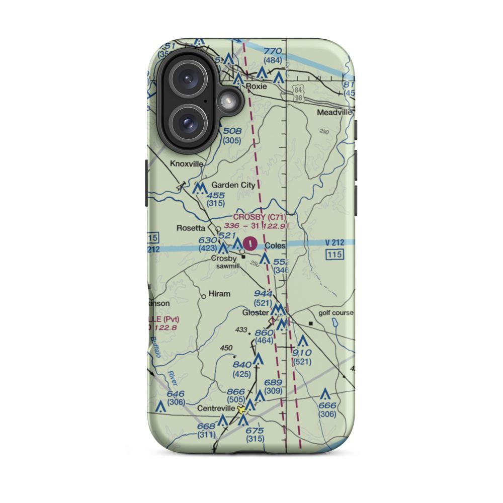 Crosby Municipal Airport (C71) VFR Sectional  Tough iPhone Case iPhone 16 Plus model shown
