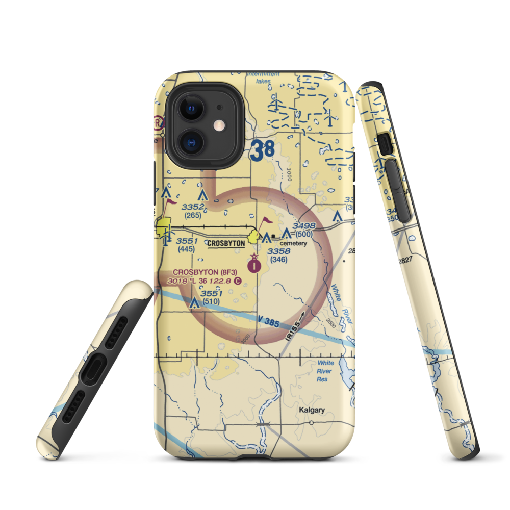 Crosbyton Municipal Airport (8F3) VFR Sectional  Tough iPhone Case iPhone 11 model shown