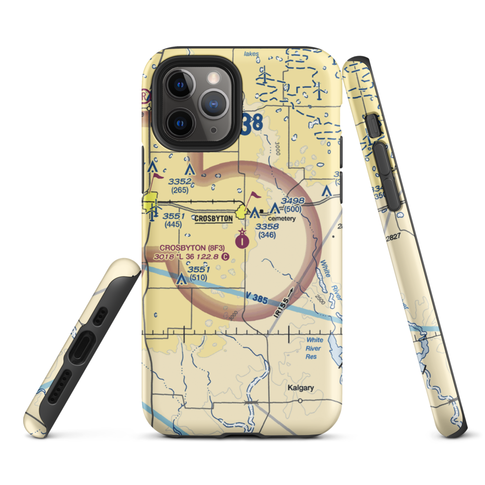 Crosbyton Municipal Airport (8F3) VFR Sectional  Tough iPhone Case iPhone 11 Pro model shown