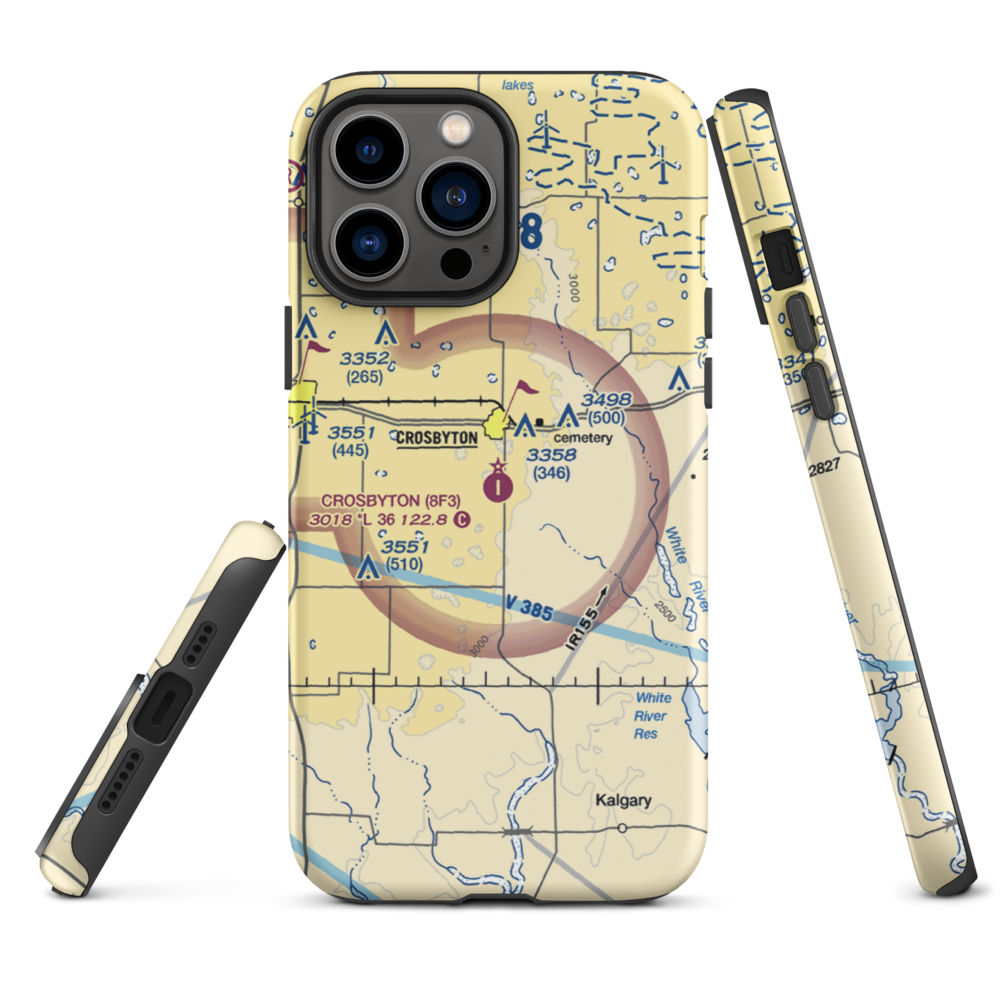 Crosbyton Municipal Airport (8F3) VFR Sectional  Tough iPhone Case iPhone 13 Pro Max model shown