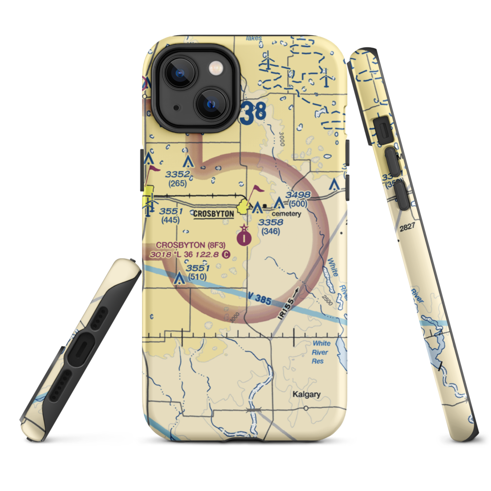 Crosbyton Municipal Airport (8F3) VFR Sectional  Tough iPhone Case iPhone 14 Plus model shown