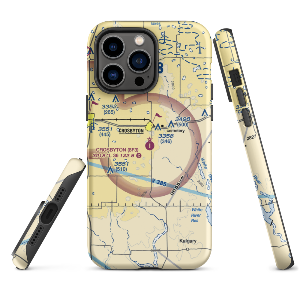 Crosbyton Municipal Airport (8F3) VFR Sectional  Tough iPhone Case iPhone 14 Pro Max model shown