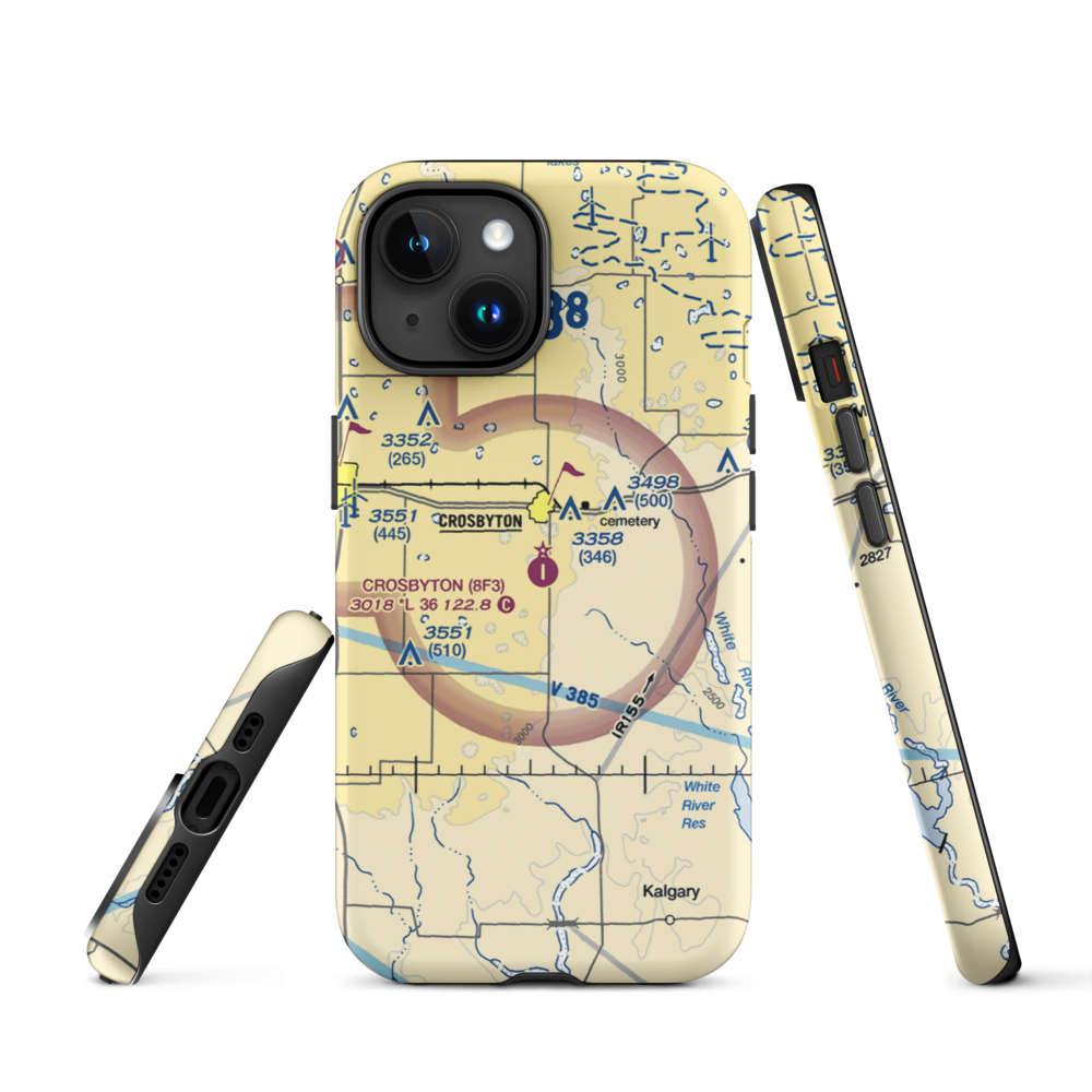 Crosbyton Municipal Airport (8F3) VFR Sectional  Tough iPhone Case iPhone 15 model shown