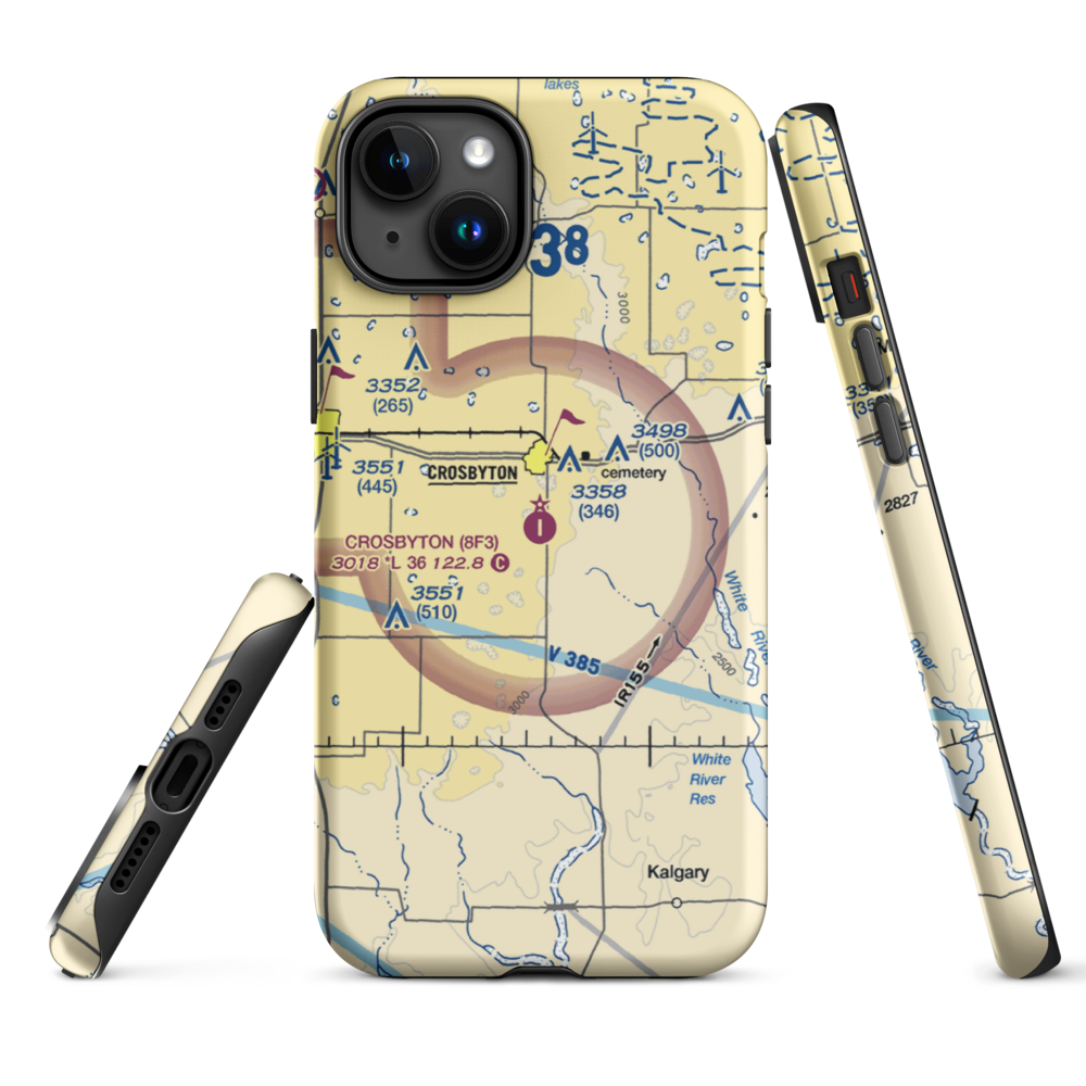 Crosbyton Municipal Airport (8F3) VFR Sectional  Tough iPhone Case iPhone 15 Plus model shown
