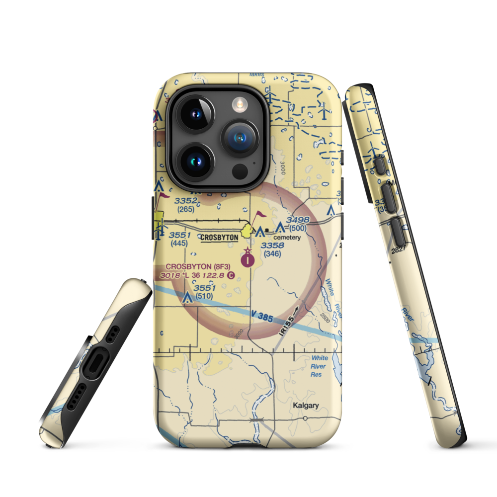 Crosbyton Municipal Airport (8F3) VFR Sectional  Tough iPhone Case iPhone 15 Pro model shown