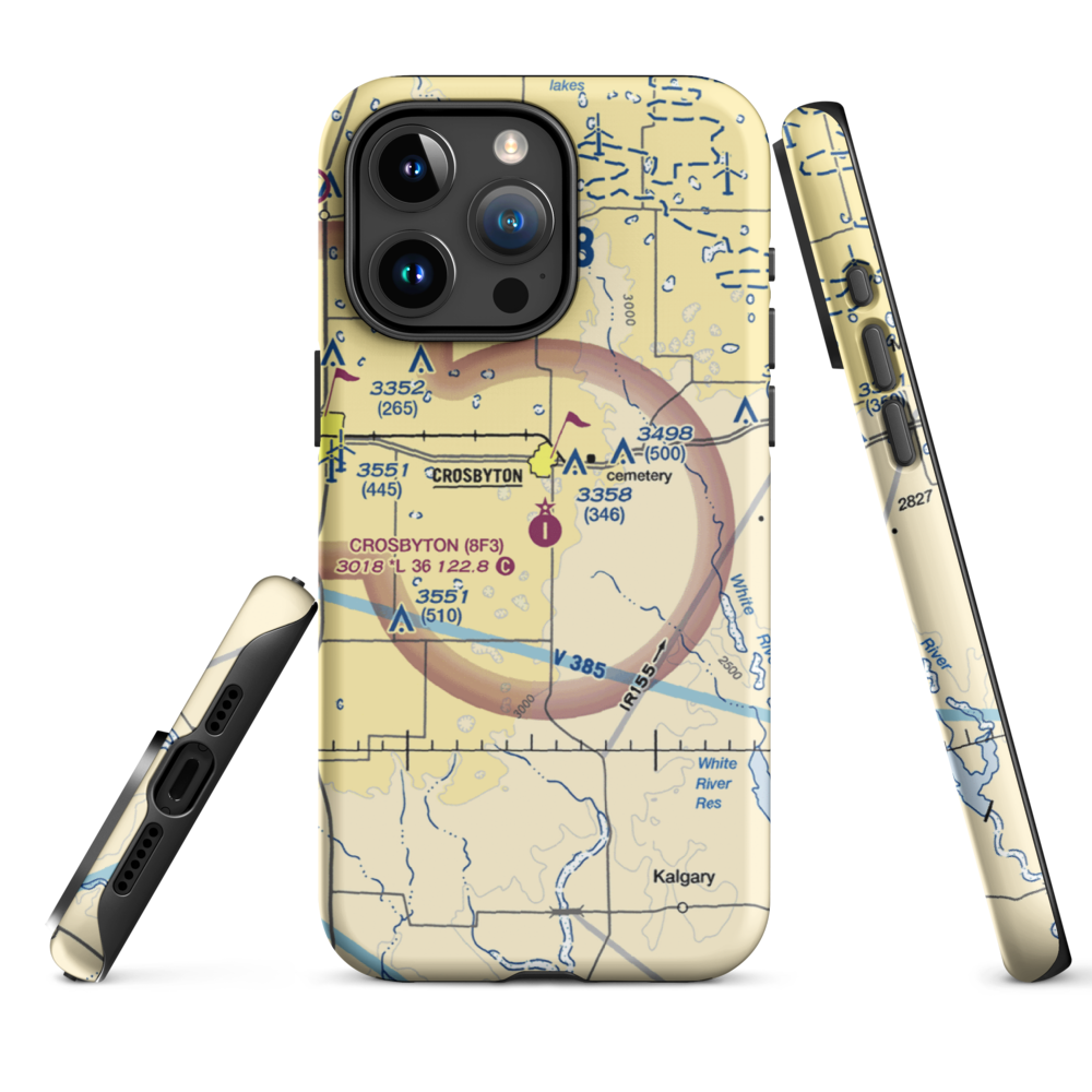 Crosbyton Municipal Airport (8F3) VFR Sectional  Tough iPhone Case iPhone 15 Pro Max model shown