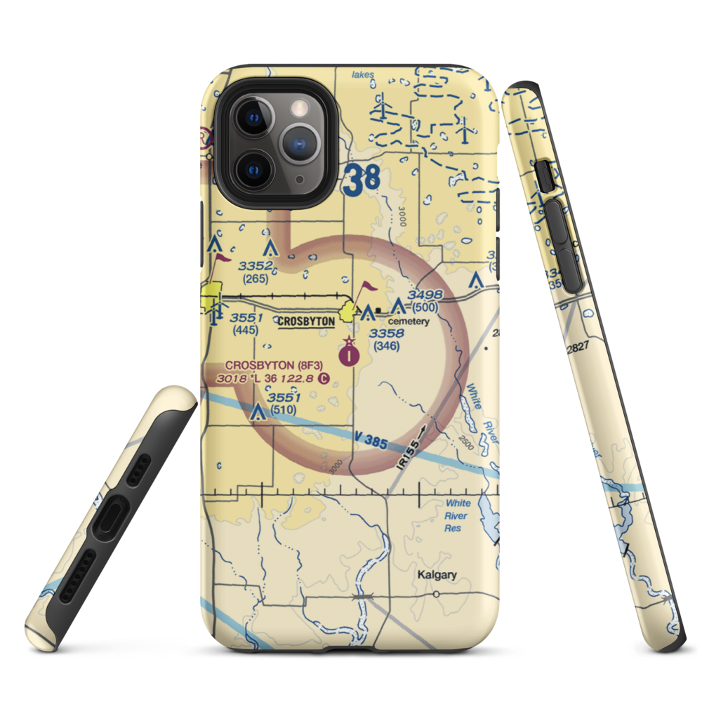 Crosbyton Municipal Airport (8F3) VFR Sectional  Tough iPhone Case iPhone 11 Pro Max model shown