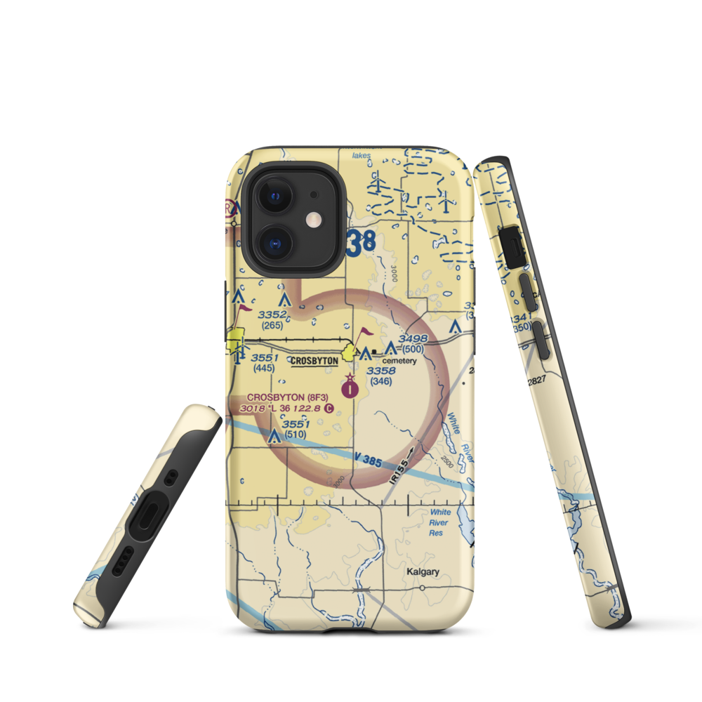 Crosbyton Municipal Airport (8F3) VFR Sectional  Tough iPhone Case iPhone 12 mini model shown