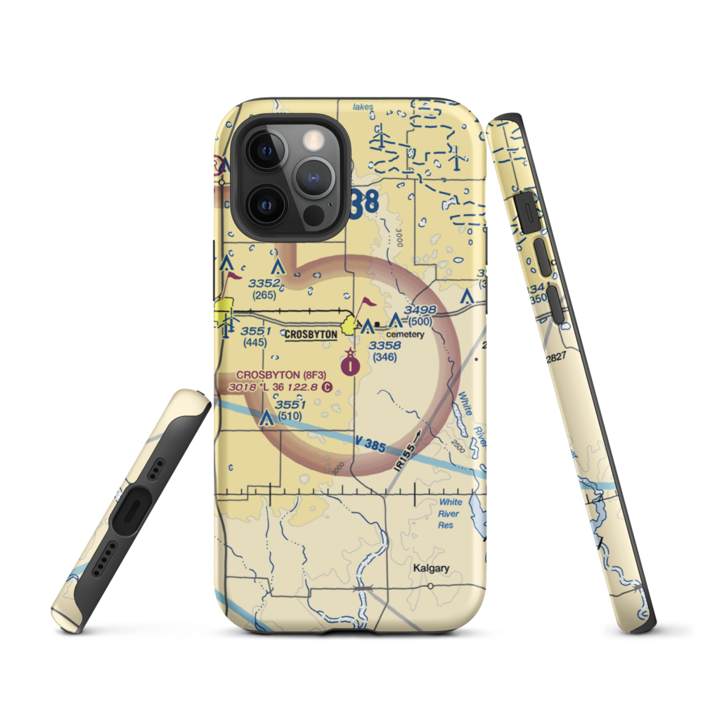 Crosbyton Municipal Airport (8F3) VFR Sectional  Tough iPhone Case iPhone 12 Pro model shown