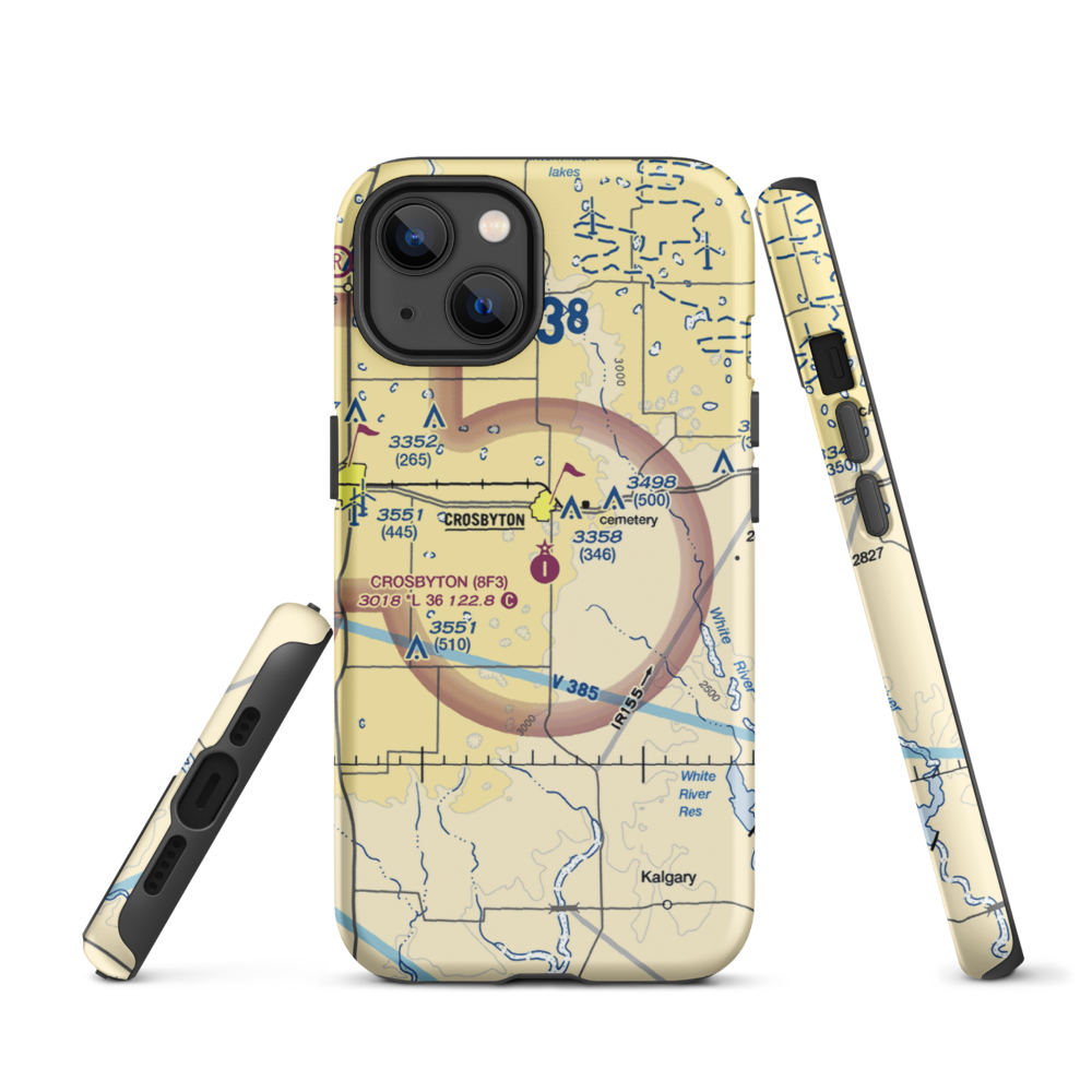 Crosbyton Municipal Airport (8F3) VFR Sectional  Tough iPhone Case iPhone 13 model shown