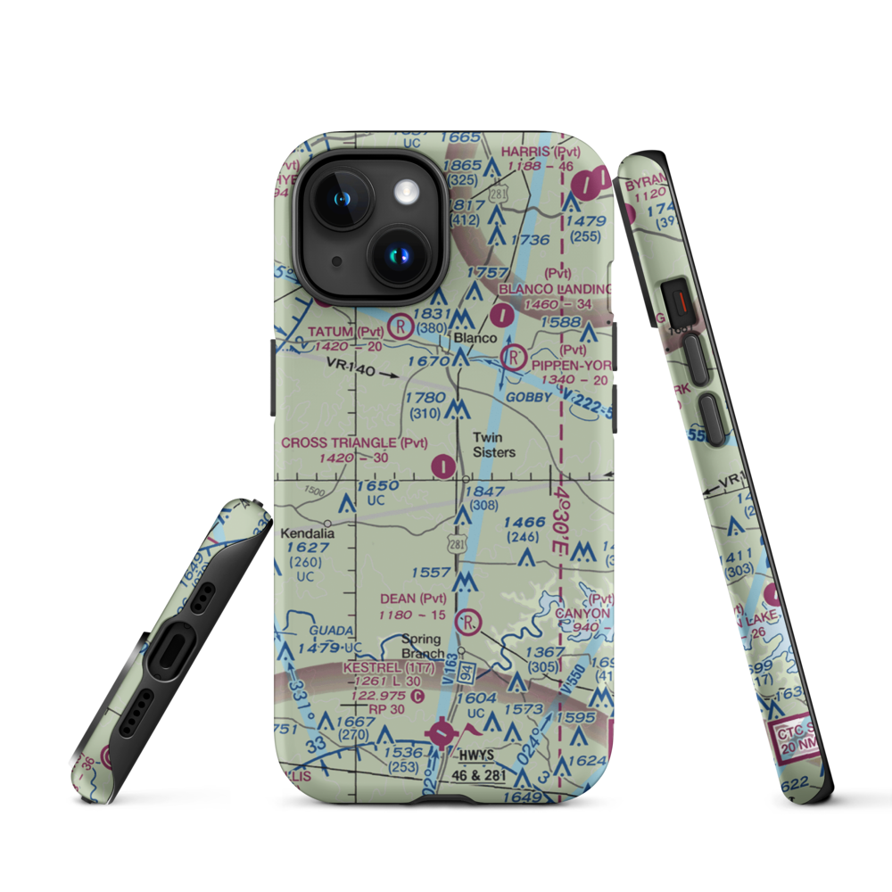 Cross Triangle Ranch Airport (2XS5) VFR Sectional  Tough iPhone Case iPhone 15 model shown