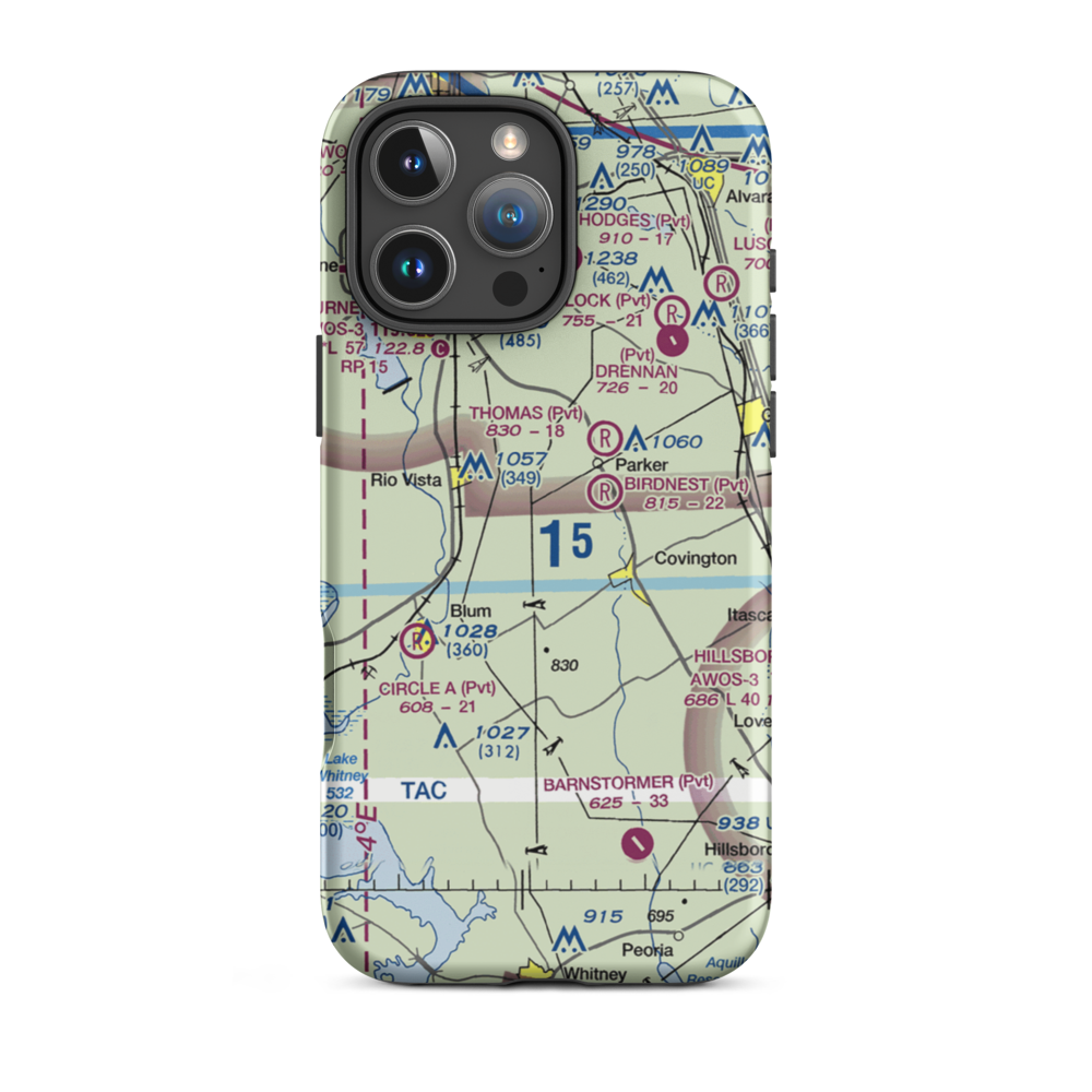 Cross Wind Acres Airport (TE47) VFR Sectional  Tough iPhone Case iPhone 16 Pro Max model shown