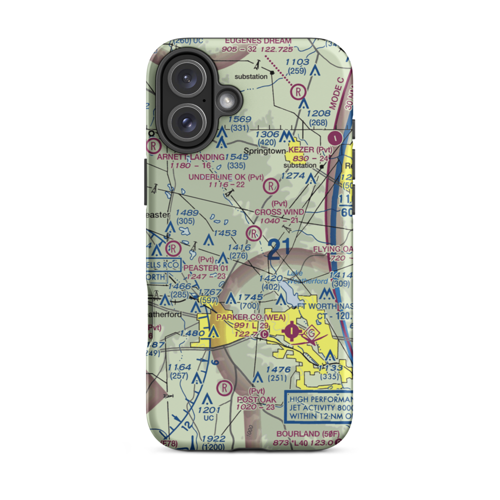 Cross Wind Airport (08TX) VFR Sectional  Tough iPhone Case iPhone 16 Plus model shown
