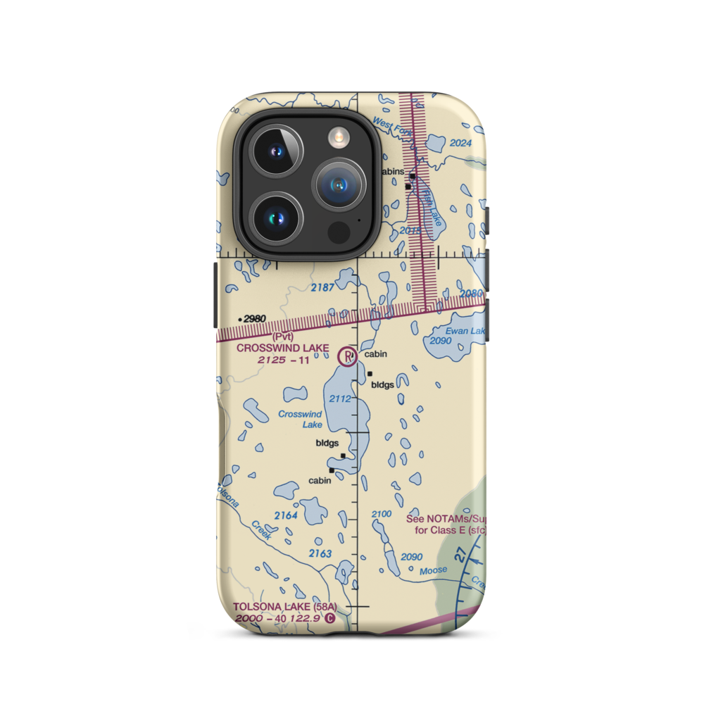 Crosswind Lake Airport (1AK2) VFR Sectional  Tough iPhone Case iPhone 16 Pro model shown