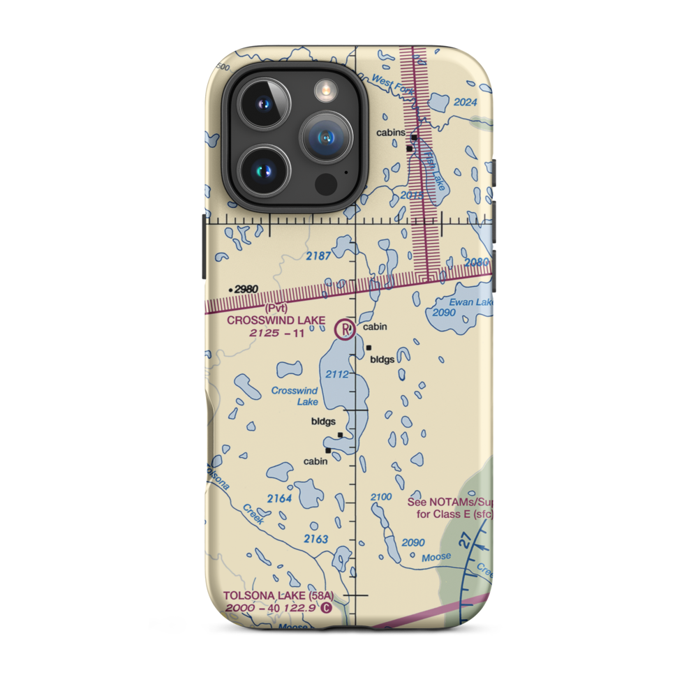 Crosswind Lake Airport (1AK2) VFR Sectional  Tough iPhone Case iPhone 16 Pro Max model shown