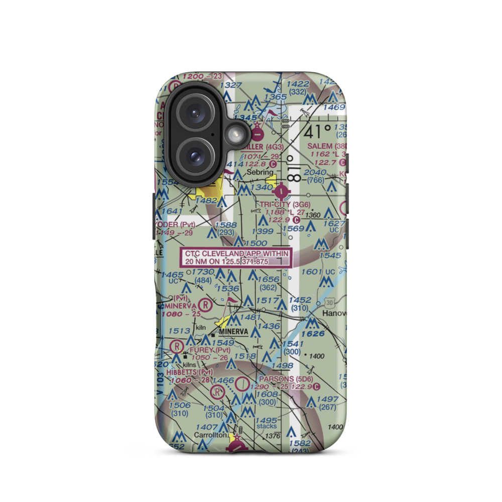 Crosswind Meadows Airport (39OH) VFR Sectional  Tough iPhone Case iPhone 16 model shown