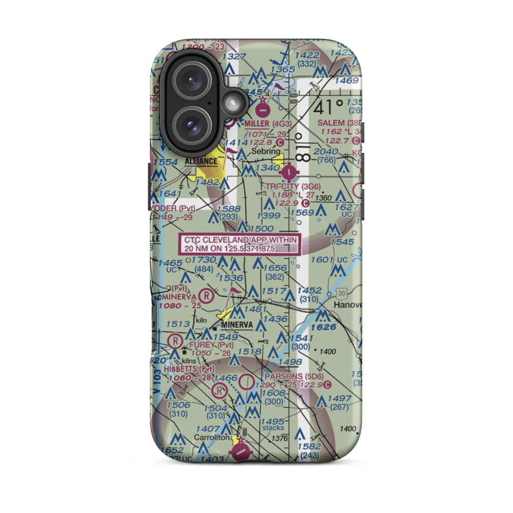 Crosswind Meadows Airport (39OH) VFR Sectional  Tough iPhone Case iPhone 16 Plus model shown