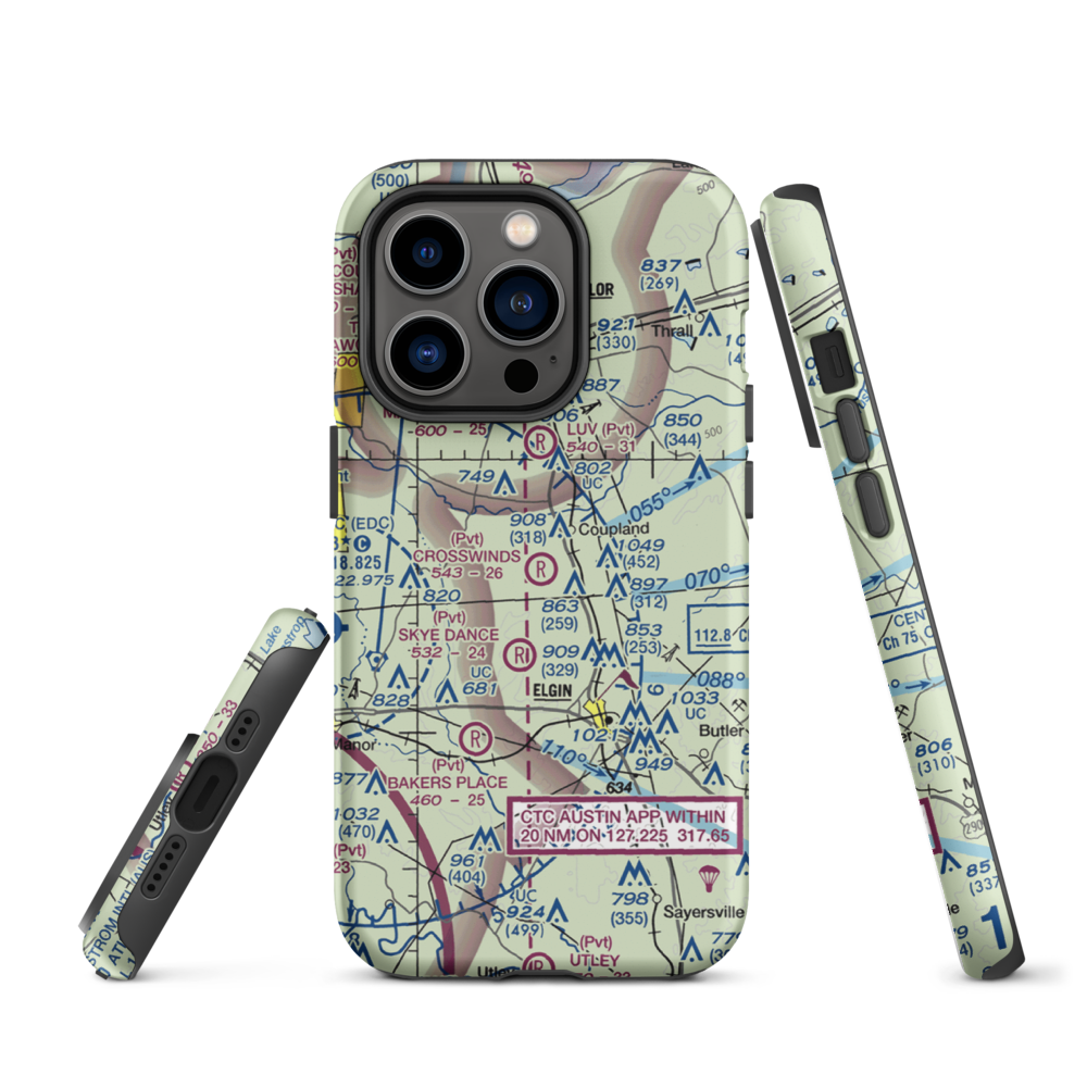 Crosswinds Airfield (TE96) VFR Sectional  Tough iPhone Case iPhone 14 Pro model shown