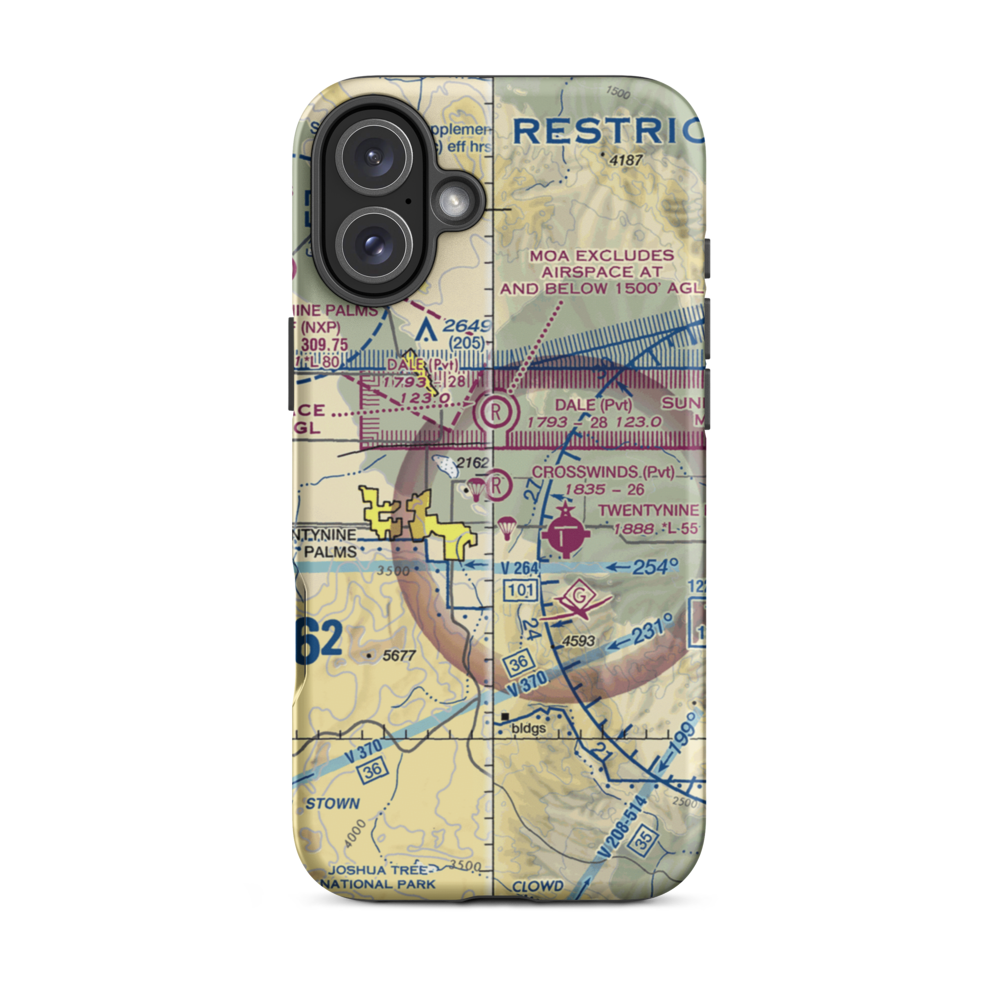 Crosswinds Airport (2CA3) VFR Sectional  Tough iPhone Case iPhone 16 Plus model shown
