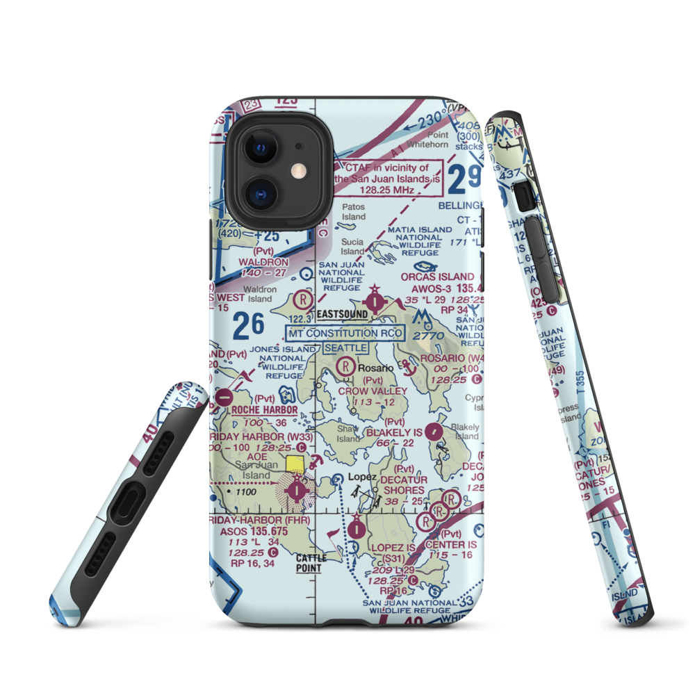 Crow Valley Airport (WA39) VFR Sectional  Tough iPhone Case iPhone 11 model shown