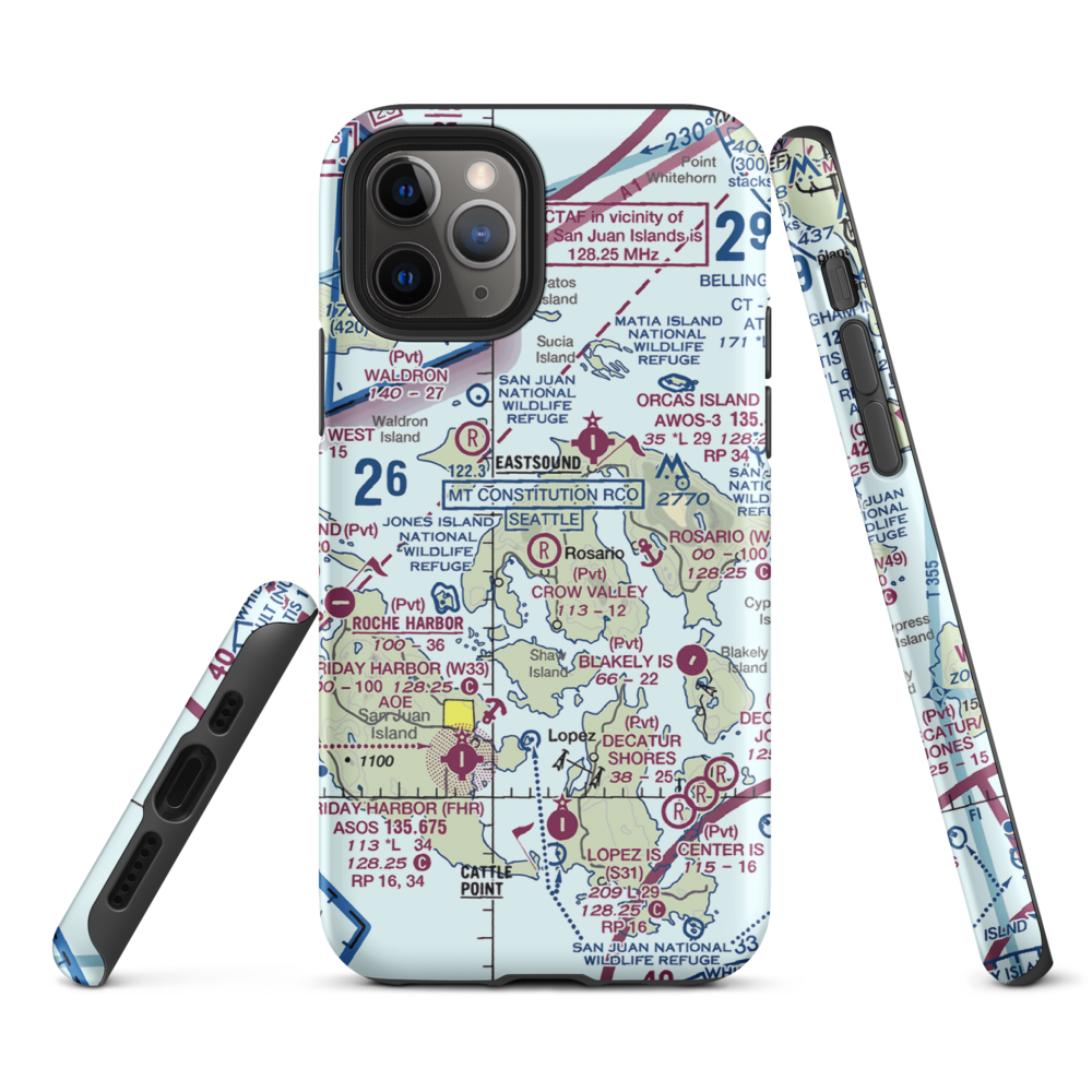Crow Valley Airport (WA39) VFR Sectional  Tough iPhone Case iPhone 11 Pro model shown