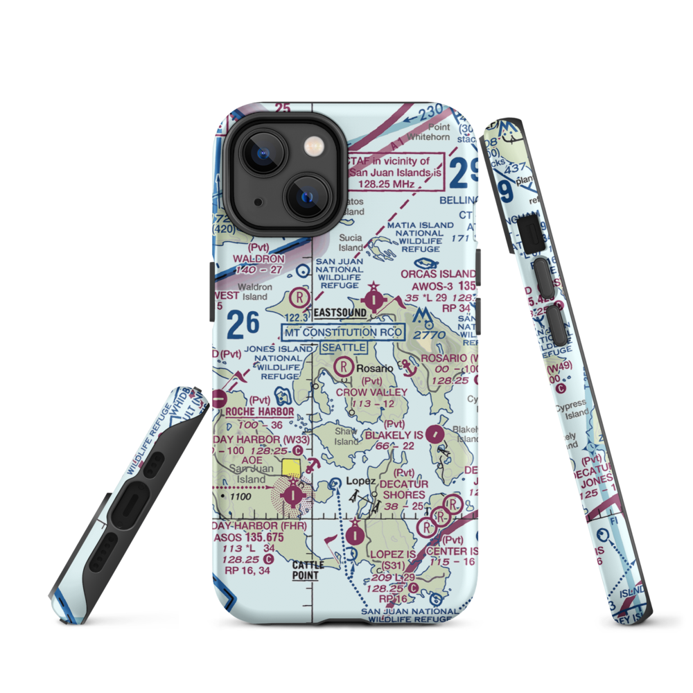 Crow Valley Airport (WA39) VFR Sectional  Tough iPhone Case iPhone 14 model shown