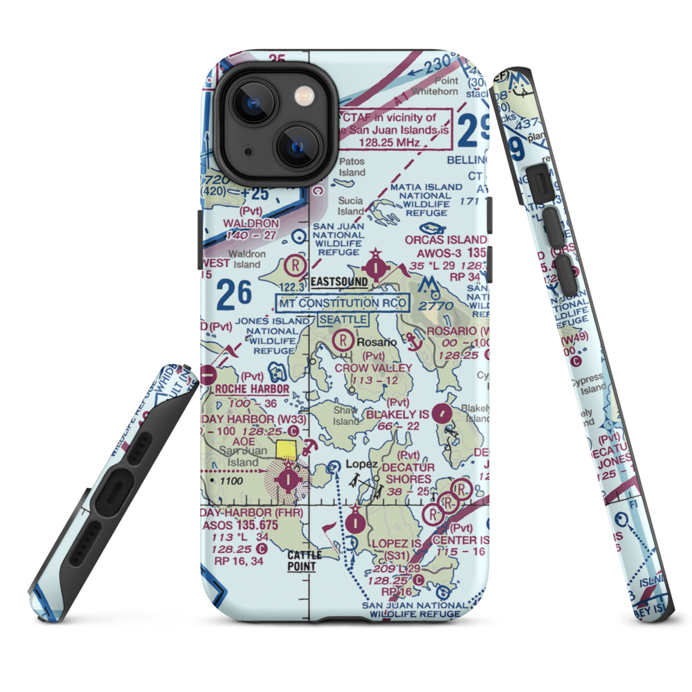 Crow Valley Airport (WA39) VFR Sectional  Tough iPhone Case iPhone 14 Plus model shown