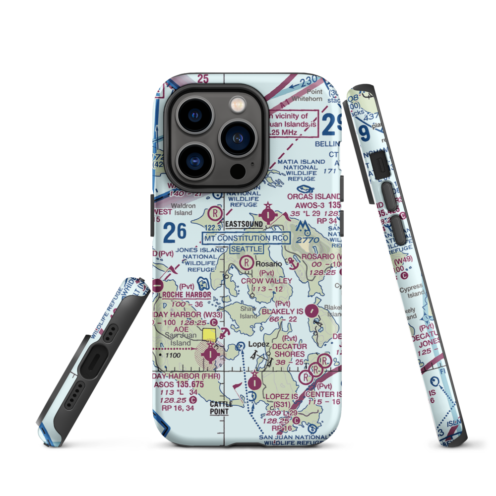 Crow Valley Airport (WA39) VFR Sectional  Tough iPhone Case iPhone 14 Pro model shown