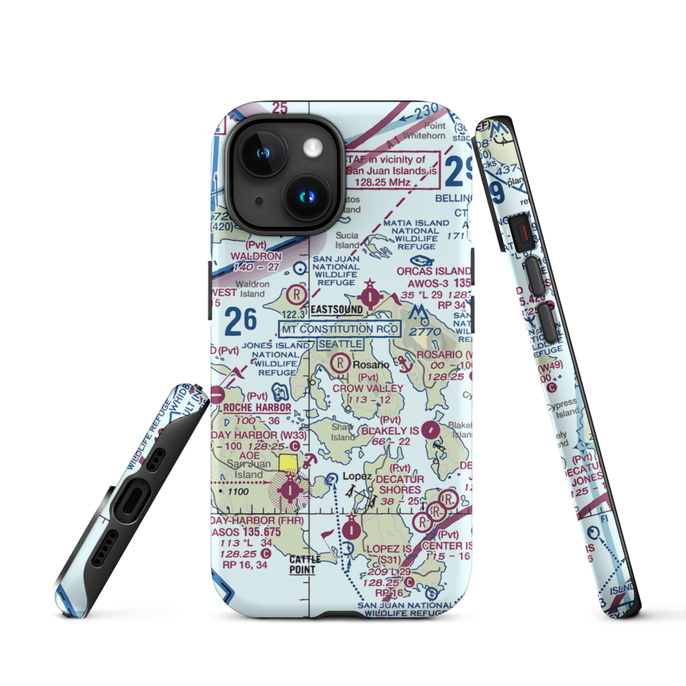Crow Valley Airport (WA39) VFR Sectional  Tough iPhone Case iPhone 15 model shown