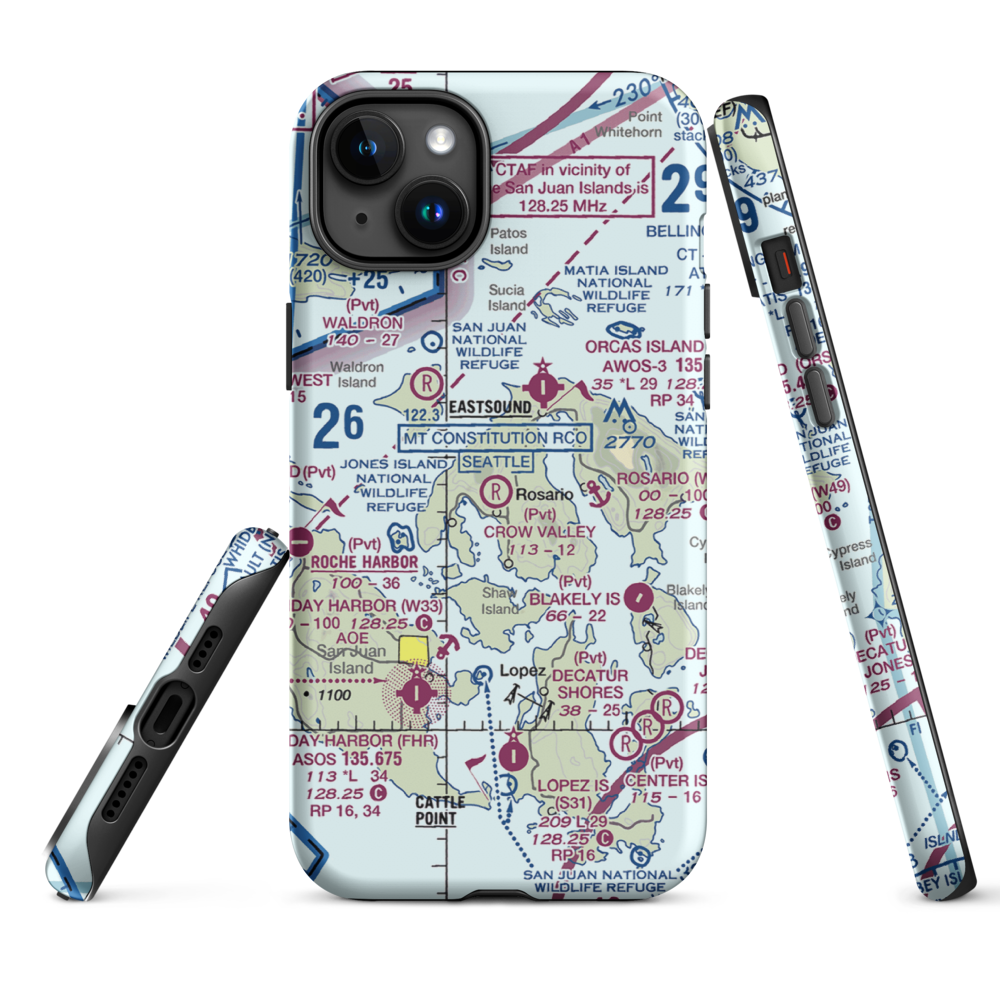 Crow Valley Airport (WA39) VFR Sectional  Tough iPhone Case iPhone 15 Plus model shown