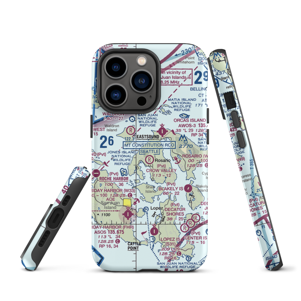 Crow Valley Airport (WA39) VFR Sectional  Tough iPhone Case iPhone 13 Pro model shown