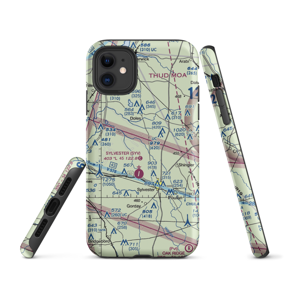 Crowe Airport (GA42) VFR Sectional  Tough iPhone Case iPhone 11 model shown