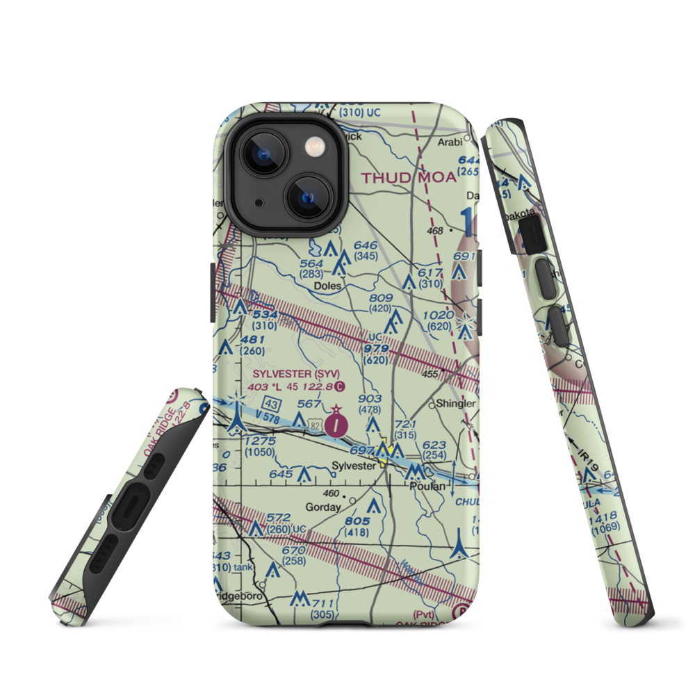 Crowe Airport (GA42) VFR Sectional  Tough iPhone Case iPhone 14 model shown