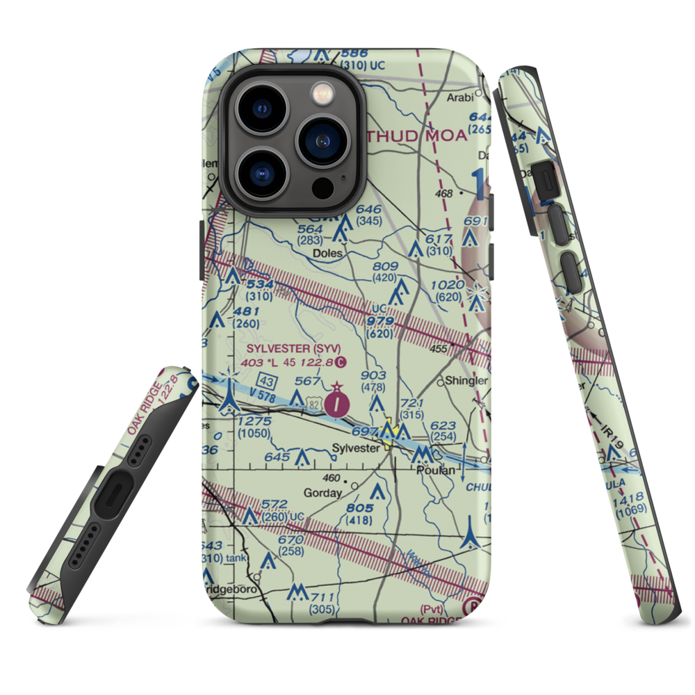 Crowe Airport (GA42) VFR Sectional  Tough iPhone Case iPhone 14 Pro Max model shown
