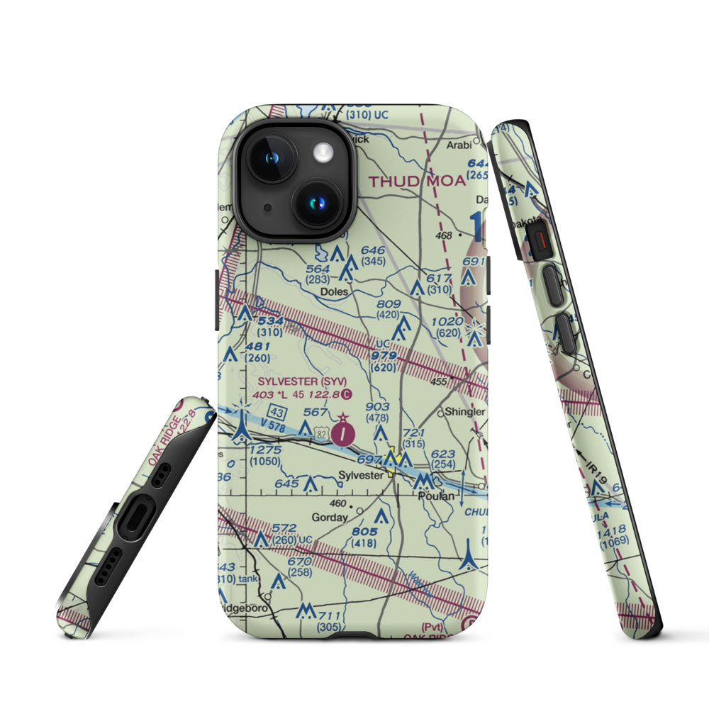 Crowe Airport (GA42) VFR Sectional  Tough iPhone Case iPhone 15 model shown
