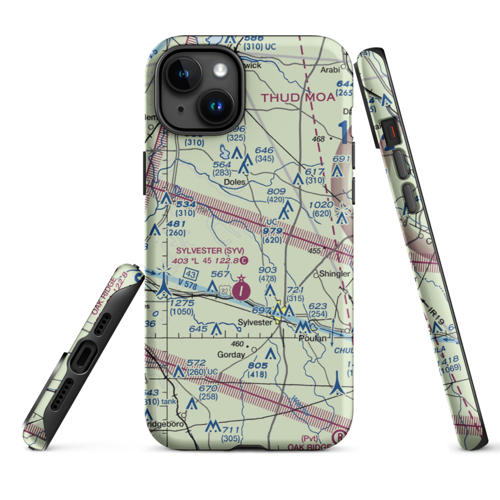 Crowe Airport (GA42) VFR Sectional  Tough iPhone Case iPhone 15 Plus model shown