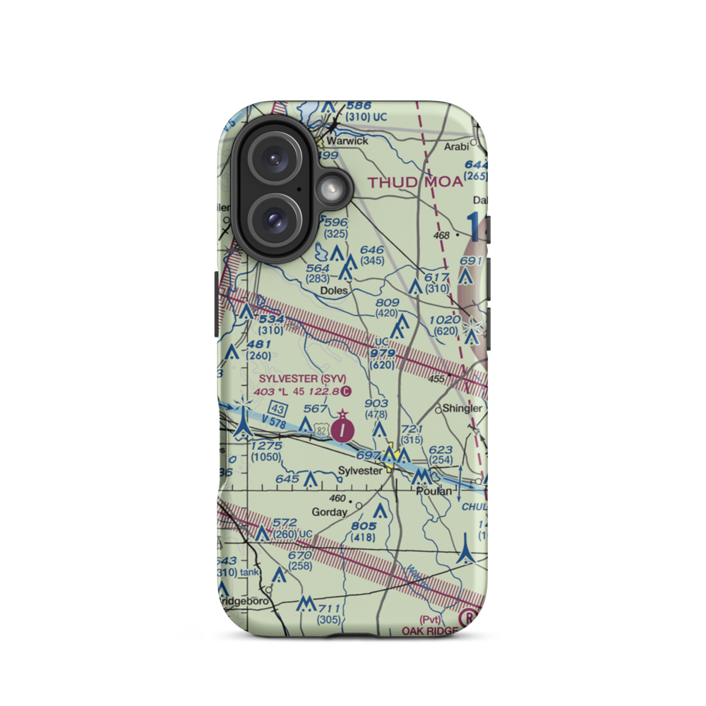 Crowe Airport (GA42) VFR Sectional  Tough iPhone Case iPhone 16 model shown