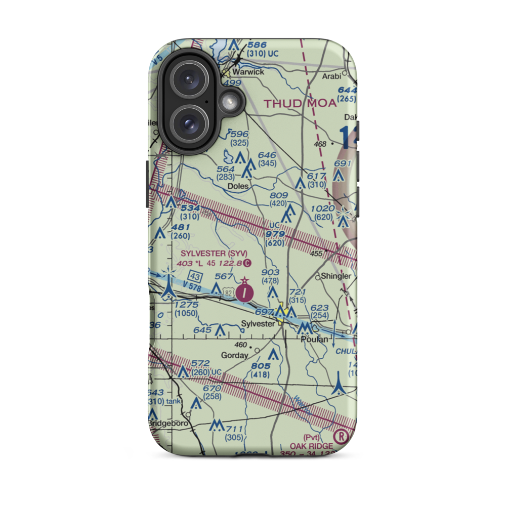 Crowe Airport (GA42) VFR Sectional  Tough iPhone Case iPhone 16 Plus model shown