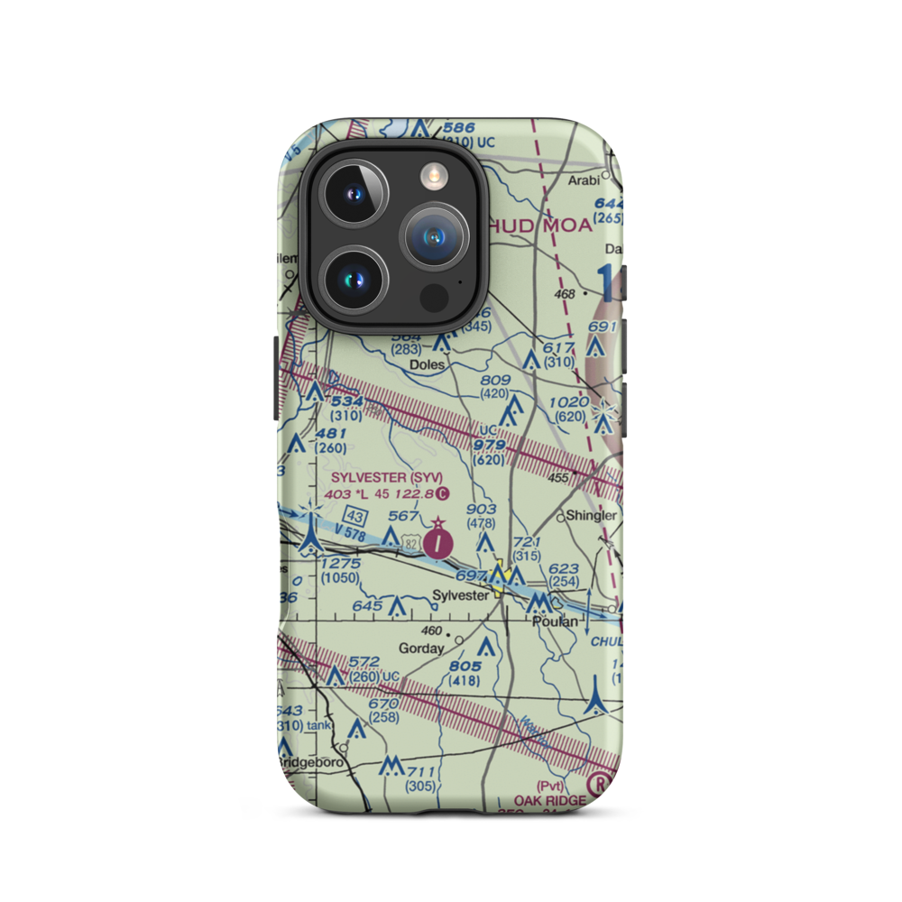 Crowe Airport (GA42) VFR Sectional  Tough iPhone Case iPhone 16 Pro model shown