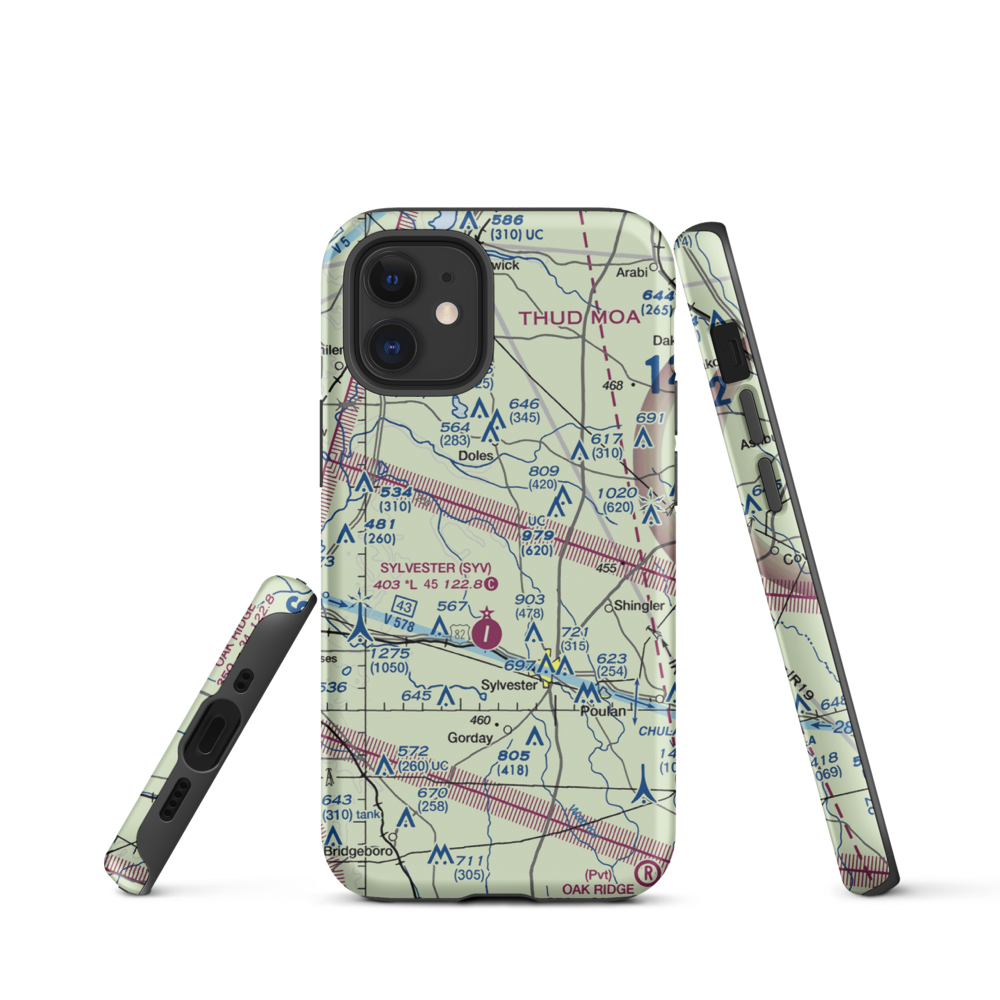 Crowe Airport (GA42) VFR Sectional  Tough iPhone Case iPhone 12 mini model shown
