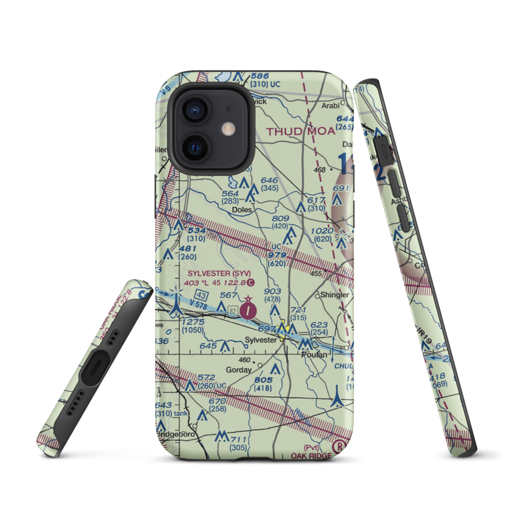 Crowe Airport (GA42) VFR Sectional  Tough iPhone Case iPhone 12 model shown